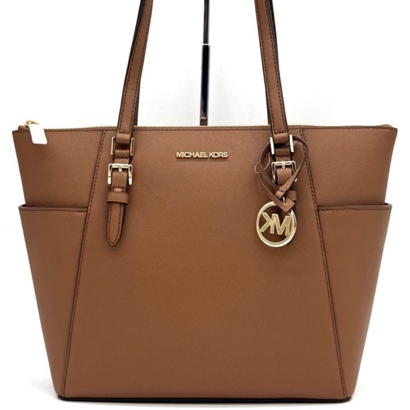 Michael Kors Large Charlotte TZ Tote Bag Luggage Brown - Picture 1 of 11